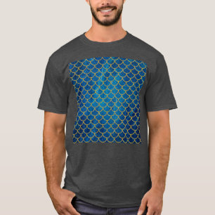 Camiseta Sirena Cuidada Con Patrón De Mármol Azul