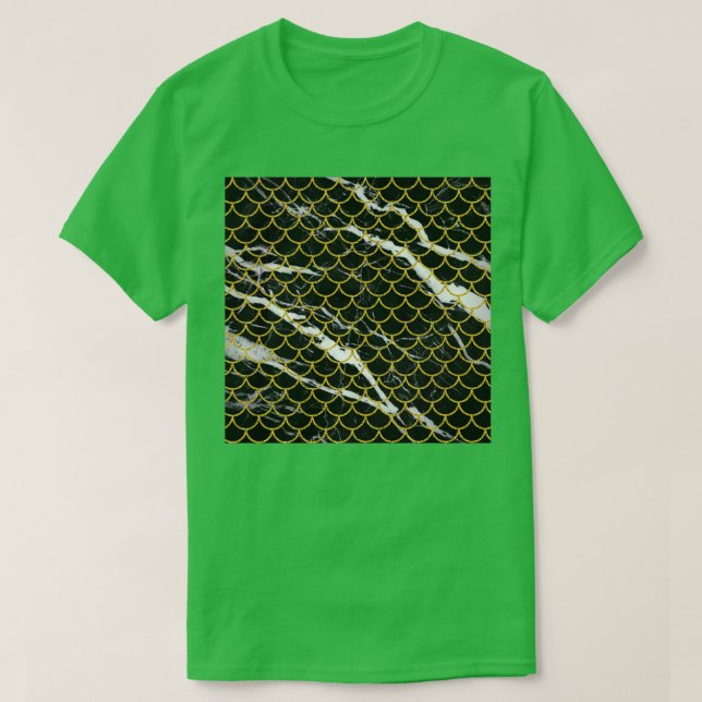 Camiseta Sirena Cuidada Con Patrón De Mármol Negro (Diseño del anverso)