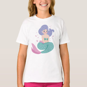 Camiseta Sirena Cuidada Con Pelo Púrpura