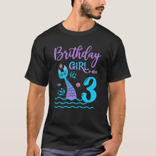 Camiseta Sirena de 3 años Chica de cumpleaños tercer cumple