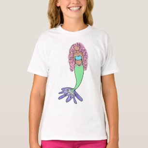 Camiseta sirena de arco iris rosa azul violeta verde rizo n
