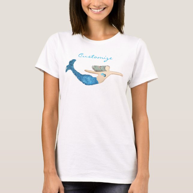 Camiseta Sirena de cola azul nadando Thunder_Cove (Anverso)