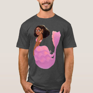 Camiseta Sirena de corazón rosado con afro