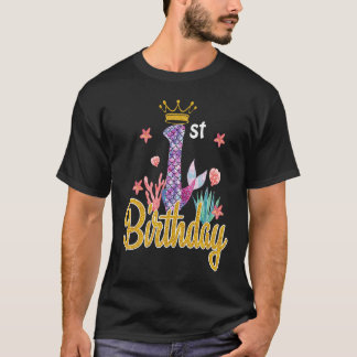 Camiseta Sirena De Cumpleaños De 1 Años Para Chicas De Prin