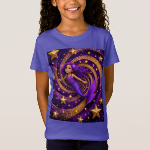 Camiseta Sirena de Estrella Dorada Purpura Ilusión Óptica  