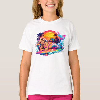 Camiseta Sirena del Atardecer de Miami - Tabla de Surf Trop