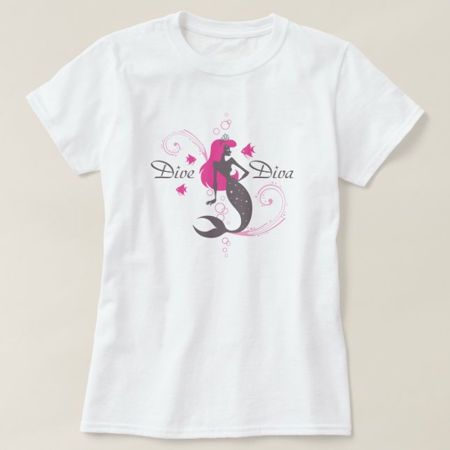 Camiseta "Sirena del rosa de la diva de la zambullida" (la (Diseño del anverso)