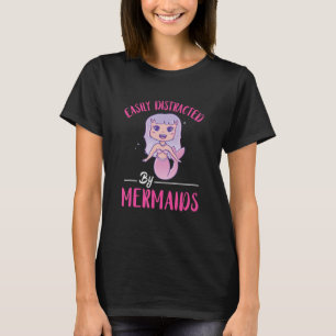 Camiseta Sirena Distrae Fácilmente Clamshell Sea Coral Aqua