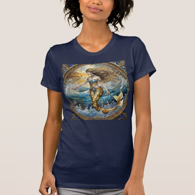 Camiseta Sirena en las olas del océano (Anverso)