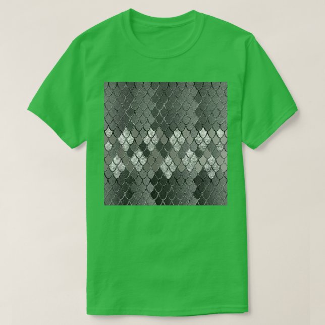 Camiseta Sirena Escala Purpurina Gris Plata Glam 1 Faux Gli (Diseño del anverso)