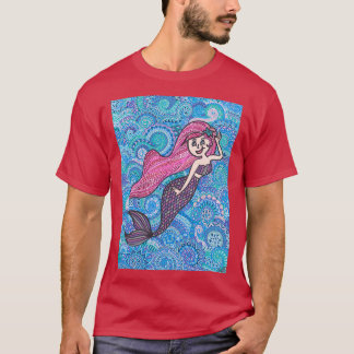 Camiseta Sirena helada rosa Zentangle