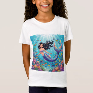 Camiseta Sirena Hermosa de Dibujos Animados Bajo el Mar