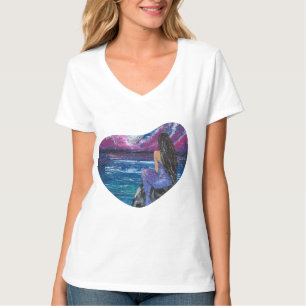Camiseta Sirena iluminada por la luna obra de arte hecha a