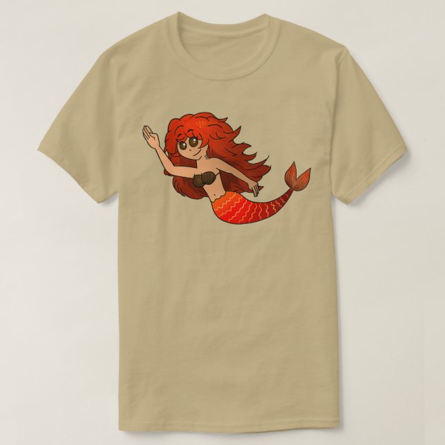 Camiseta Sirena marrón roja (Diseño del anverso)