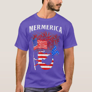 Camiseta Sirena Mer-merica Bandera Estadounidense 4 De Juli