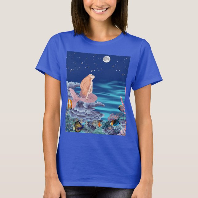 Camiseta sirena mirando la luna (Anverso)
