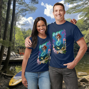 Camiseta Sirena Mística Fantasía Oceánica Azul Vida Marina