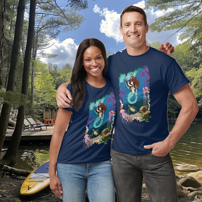 Camiseta Sirena Mística Fantasía Oceánica Azul Vida Marina (Subido por el creador)