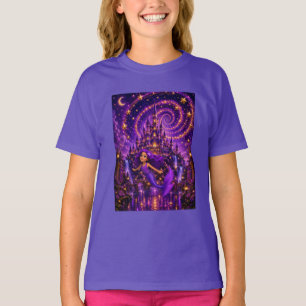 Camiseta Sirena Morada Estrella Espiral Castillo Fantasía A