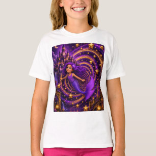 Camiseta Sirena Morada Estrella Espiral Castillo Fantasía A
