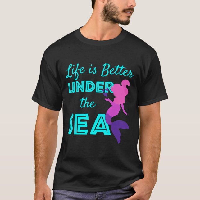 Camiseta Sirena nadando buceando  (Anverso)