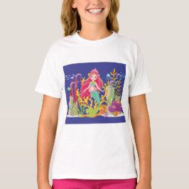 Camiseta Sirena oceánica: El cabello largo y rojo