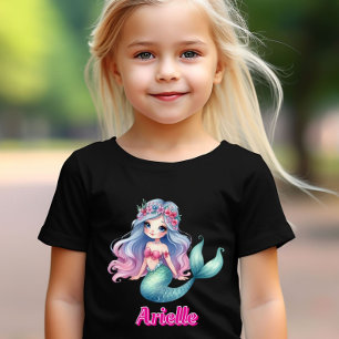 Camiseta Sirena personalizada nombre rosa negro