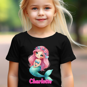 Camiseta Sirena personalizada nombre rosa negro