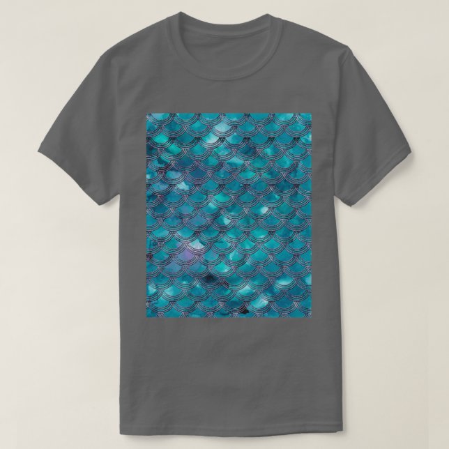 Camiseta Sirena púrpura verde azulada Scales Glam 1 Faux Pu (Diseño del anverso)