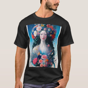 Camiseta Sirena renacentista con flores