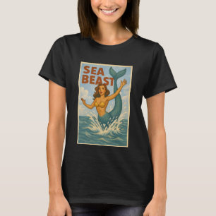 Camiseta Sirena Retro Bestia Marina   Vida Divertida de la 