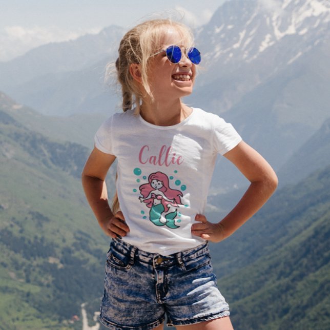 Camiseta Sirena rosa y Aqua nombre personalizado con Narwha (Subido por el creador)