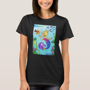 Camiseta Sirena Rubia Bajo El Agua Con Peces Dorados Nadand