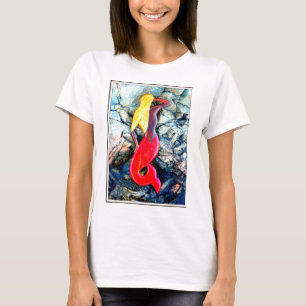 Camiseta sirena rubia en rojo