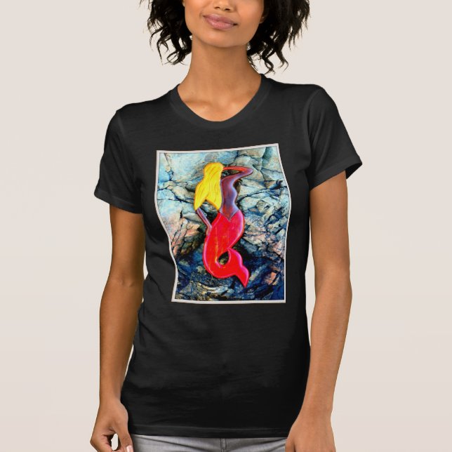 Camiseta sirena rubia en rojo (Anverso)