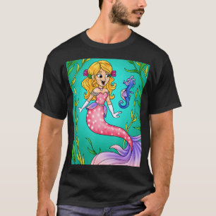 Camiseta Sirena Rubia Sonriente De Ojos Brillantes Con Caba