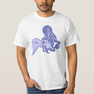 Camiseta Sirena sentada azul
