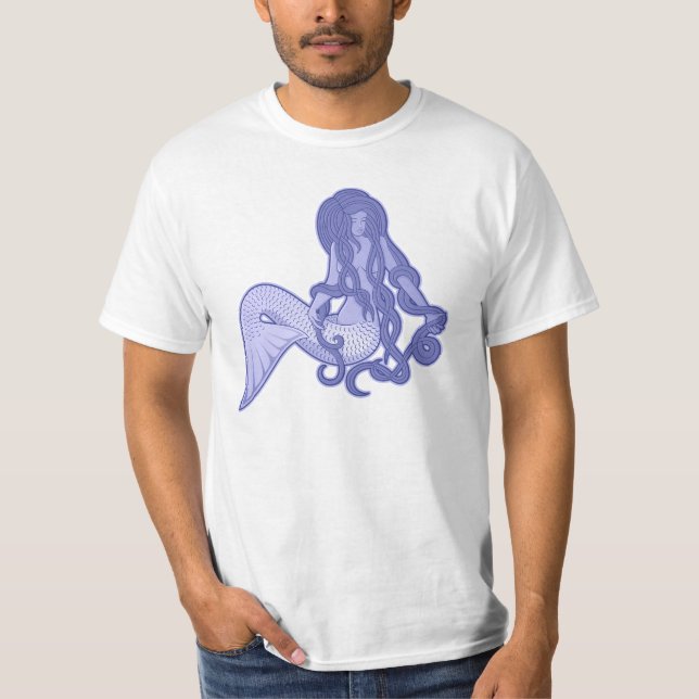 Camiseta Sirena sentada azul (Anverso)