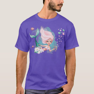 Camiseta Sirena Sirena Valentina linda sirena de pelo rosa