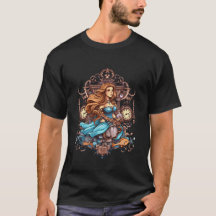 Sirena Steampunk con vestido azul en negro de homb