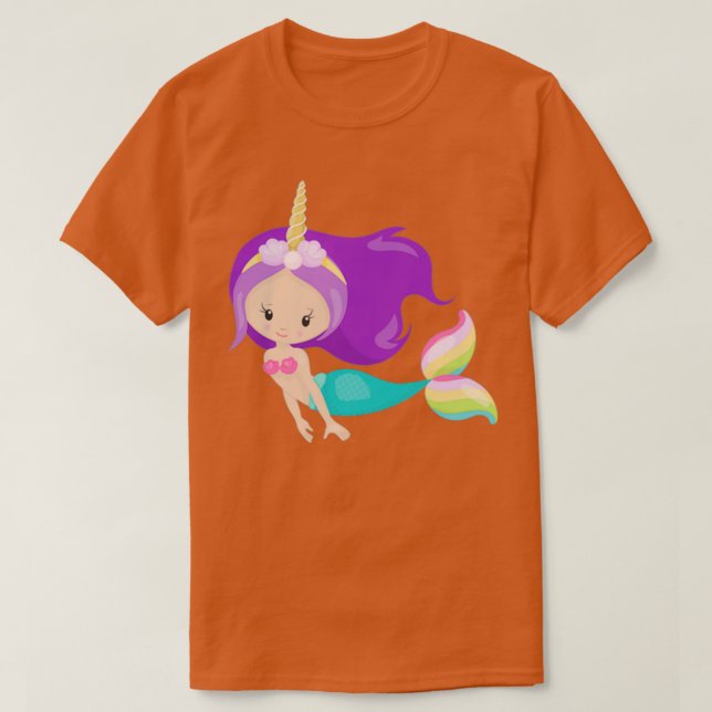 Camiseta Sirena unicornio cuchara de sirena morada (Diseño del anverso)