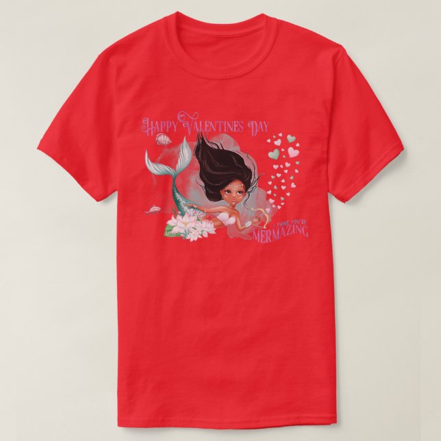 Camiseta Sirena Valentine Feliz Día de San Valentín (Diseño del anverso)