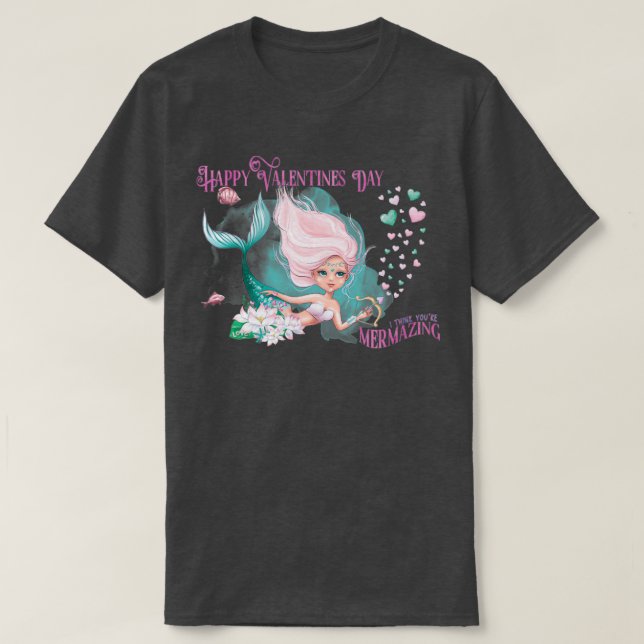 Camiseta Sirena Valentine Feliz Día de San Valentín (Diseño del anverso)
