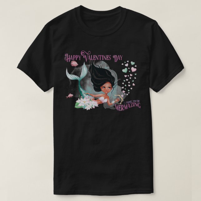 Camiseta Sirena Valentine Feliz Día de San Valentín (Diseño del anverso)