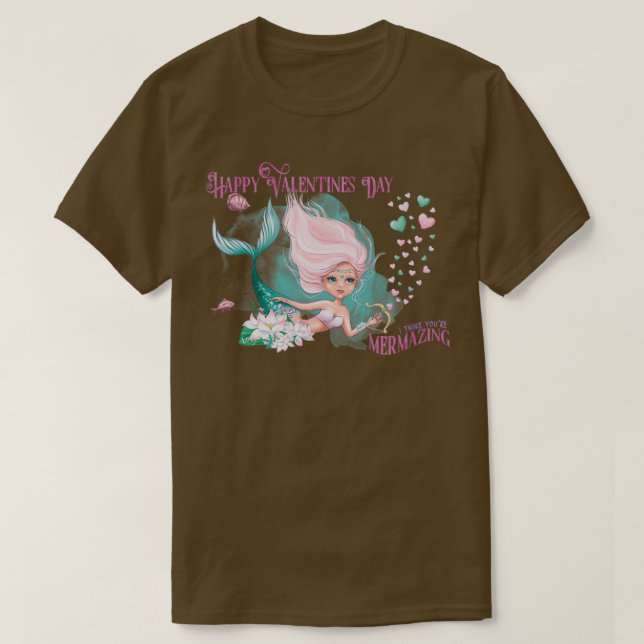 Camiseta Sirena Valentine Feliz Día de San Valentín (Diseño del anverso)