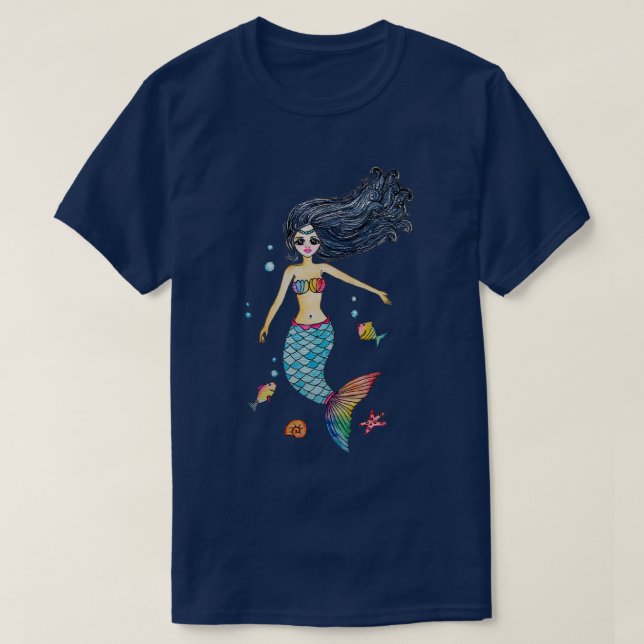 Camiseta Sirena Y Peces (Diseño del anverso)