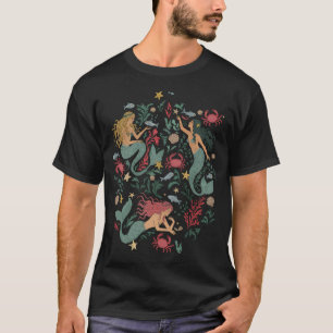 Camiseta Sirenas Vintage en el Océano - Azul