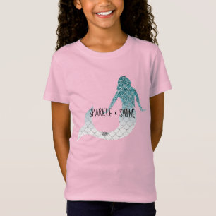 Camiseta Sirenda de Purpurina de espuma de plata verde azul