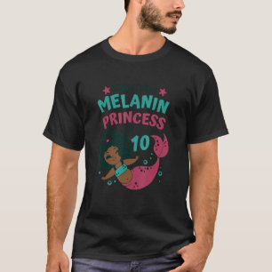 Camiseta Sirenita 10.º cumpleaños Melanín Negro Princesa Af