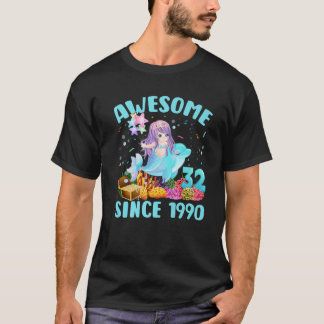 Camiseta Sirenita De 32 Años Impresionante Desde 1990 32º N